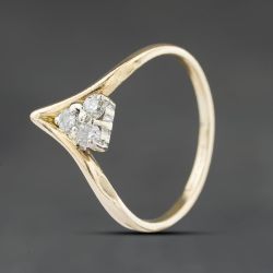 Second Hand 9ct Yellow Gold Diamond Three Stone Wishbone Ring 41384456