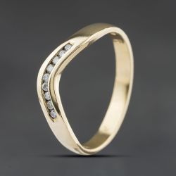 Second Hand 9ct Yellow Gold Diamond Channel Set Wishbone Ring 41384459