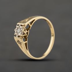Second Hand 9ct Yellow Gold Brilliant Cut Diamond Shoulder Set Solitaire Ring 41384472