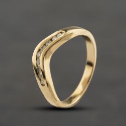 Second Hand 9ct Yellow Gold 0.09ct Diamond Wishbone Ring 41384478