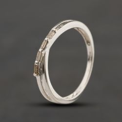 Second Hand 9ct White Gold Baguette Cut Diamond Crossover Ring 41384482