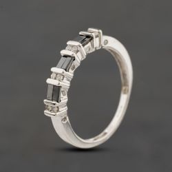 Second Hand 9ct White Gold Sapphire & 0.08ct Diamond Two Row Half Eternity Ring 41384498