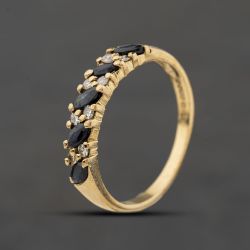 Second Hand 9ct Yellow Gold Sapphire & 0.08ct Diamond Half Eternity Ring 41384499