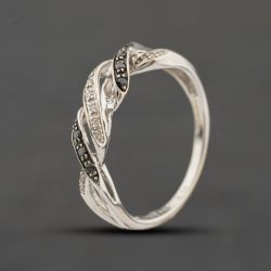 Second Hand 9ct White Gold 0.10ct Diamond Openwork Wavey Half Eternity Ring 41384502