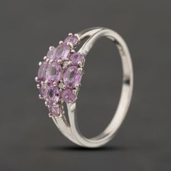 Second Hand 9ct White Gold Topaz & 0.04ct Diamond Flower Cluster Ring 41384525