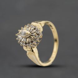 Second Hand 9ct Yellow Gold 0.33ct Diamond Marquise Cluster Ring 41384620