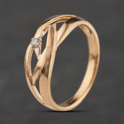 Second Hand 9ct Rose Gold 0.04ct Brilliant Cut Diamond Openwork Dress Ring 41384666