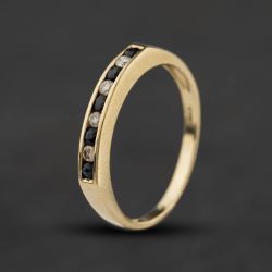 Second Hand 9ct Yellow Gold Sapphire & Diamond Channel Set Half Eternity Ring 41384755