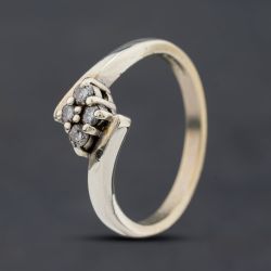Second Hand 9ct White Gold 0.20ct Brilliant Cut Diamond Twist Cluster Ring 41384826
