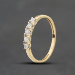 Second Hand 9ct Yellow Gold Diamond Five Stone Ring 41384913