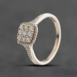 Second Hand 9ct White Gold 0.40ct Brilliant Cut Diamond Square Cluster Ring 41384927