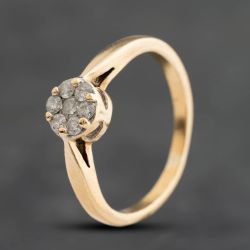 Second Hand 9ct Yellow Gold 0.45ct Brilliant Cut Diamond Cluster Ring 41384947