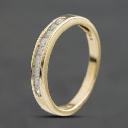 Second Hand 9ct Yellow Gold 0.25ct Brilliant Cut Diamond Half Eternity Ring 41384977