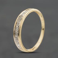 Second Hand 9ct Yellow Gold 0.03ct Brilliant Cut Diamond Half Eternity Ring 41384979