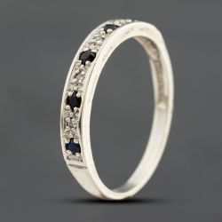 Second Hand 9ct White Gold Sapphire & Diamond Half Eternity Ring 41385010