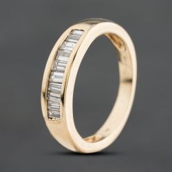 Second Hand 9ct Yellow Gold Baguette Cut Diamond Channel Set Half Eternity Ring 41385017