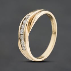 Second Hand 9ct Yellow Gold Diamond Crossover Half Eternity Ring 41385020
