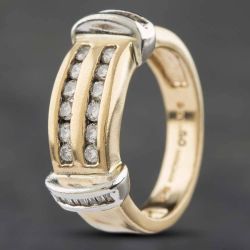 Second Hand 9ct Two Colour Gold 0.50ct Diamond Channel Set Two Row Ring 41481018