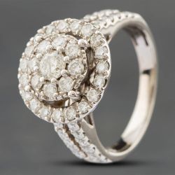 Second Hand White Gold Brilliant Cut Diamond Halo Cluster Ring 41481072