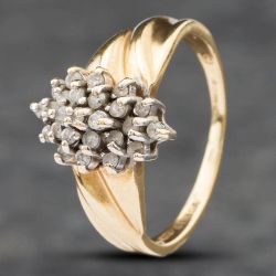 Second Hand 9ct Yellow Gold Diamond Marquise Cluster Ring 41481308