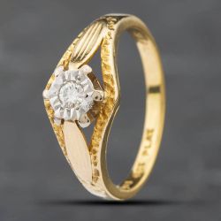 Second Hand Vintage Yellow Gold Brilliant Cut Diamond Solitaire Ring 41481310