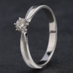 Second Hand Platinum 0.29ct Brilliant Cut Diamond 6 Claw Solitaire Ring 4148133