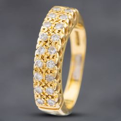 Second Hand 18ct Yellow Gold Diamond Two Row Ring 41481493