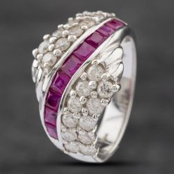 Second Hand 14ct White Gold Ruby & Diamond Dress Ring 41481495