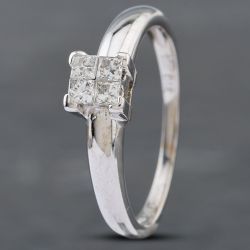 Second Hand 18ct White Gold 0.20ct Princess Cut Diamond Four Stone Ring 41481537
