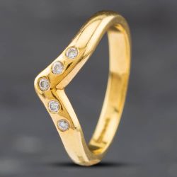 Second Hand 18ct Yellow Gold Brilliant Cut Diamond Wishbone Ring 41481549
