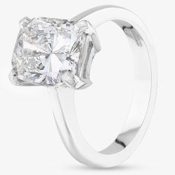 Second Hand 18ct White Gold Certificated 3.06ct Cushion Cut Diamond Solitaire Ring 41481564