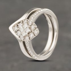 Second Hand Platinum Diamond Marquise Cluster Bridal Set Ring 41481624