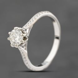 Second Hand 18ct White Gold 0.50ct Brilliant Cut Diamond Shoulder Set Solitaire Ring 41481713