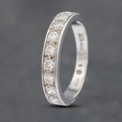 Second Hand 18ct White Gold 0.45ct Brilliant Cut Diamond 9 Stone Half Eternity Ring 41481836