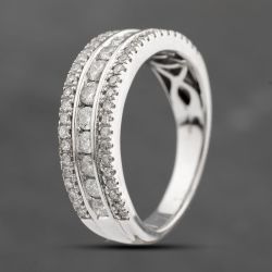 Second Hand 18ct White Gold 1.00ct Brilliant Cut Diamond Triple Row Half Eternity Ring 41481844