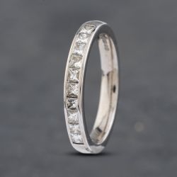 Second Hand 18ct White Gold 0.50ct Princess Cut Diamond Channel Set Half Eternity Ring 41481846