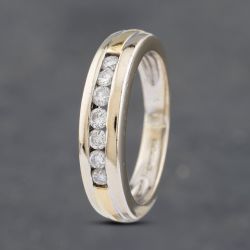 Second Hand 18ct Two Colour Gold 0.25ct Brilliant Cut Diamond Channel Set Half Eternity Ring 41481847