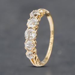 Second Hand Vintage Yellow Gold 0.78ct Brilliant Cut Diamond Five Stone Half Eternity Ring 41481854