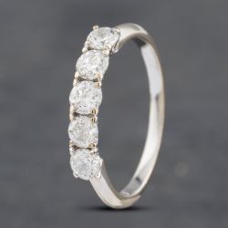 Second Hand 18ct White Gold 0.75ct Brilliant Cut Diamond Five Stone Half Eternity Ring 41481855