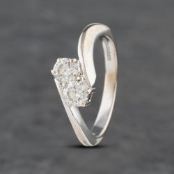 Second Hand 18ct White Gold 0.55ct Brilliant Cut Diamond Twist Two Stone Ring 41481897