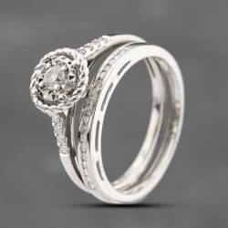 Second Hand 18ct White Gold 0.27ct Brilliant Cut Diamond Cluster Bridal Set Rings 41481901