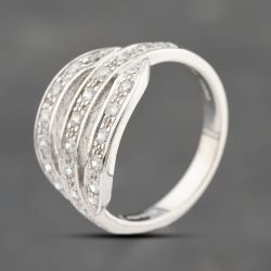Second Hand 18ct White Gold 0.55ct Brilliant Cut Diamond Openwork Three Row Ring 41481919