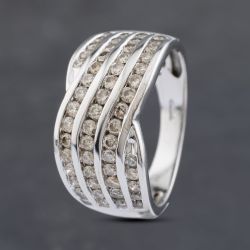 Second Hand 9ct White Gold 1.00ct Brilliant Cut Diamond Twist Four Row Ring 41481920