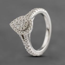Second Hand 18ct White Gold 0.45ct Brilliant Cut Diamond Vera Wang Pear Shaped Cluster Ring 41481994