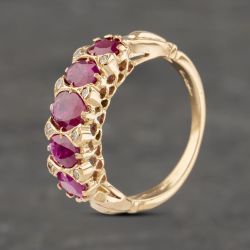 Second Hand 14ct Yellow Gold Ruby & 0.08ct Diamond Dress Ring 41482036