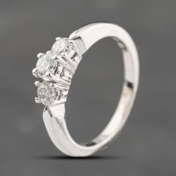 Second Hand 14ct White Gold 0.50ct Brilliant Cut Diamond Three Stone Ring 41482042