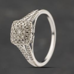 Second Hand 9ct White Gold 0.50ct Diamond Square Cluster Ring 41482128