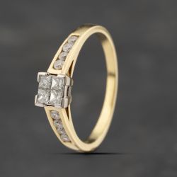 Second Hand 18ct Yellow Gold 0.50ct Diamond With Diamond Set Shoulders Four Stone Ring 41482130