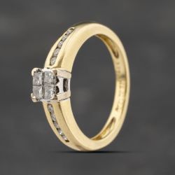 Second Hand 18ct Yellow Gold 0.25ct Diamond With Diamond Set Shoulders Four Stone Ring 41482131