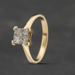 Second Hand 18ct Yellow Gold 0.75ct Diamond Tension Set Four Stone Ring 41482132